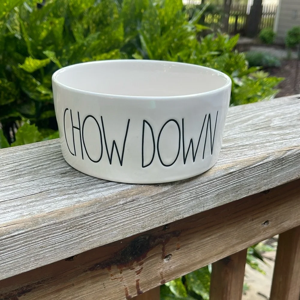New Rae Dunn Magenta “Chow Down” Dog /Cat Pet Bowl